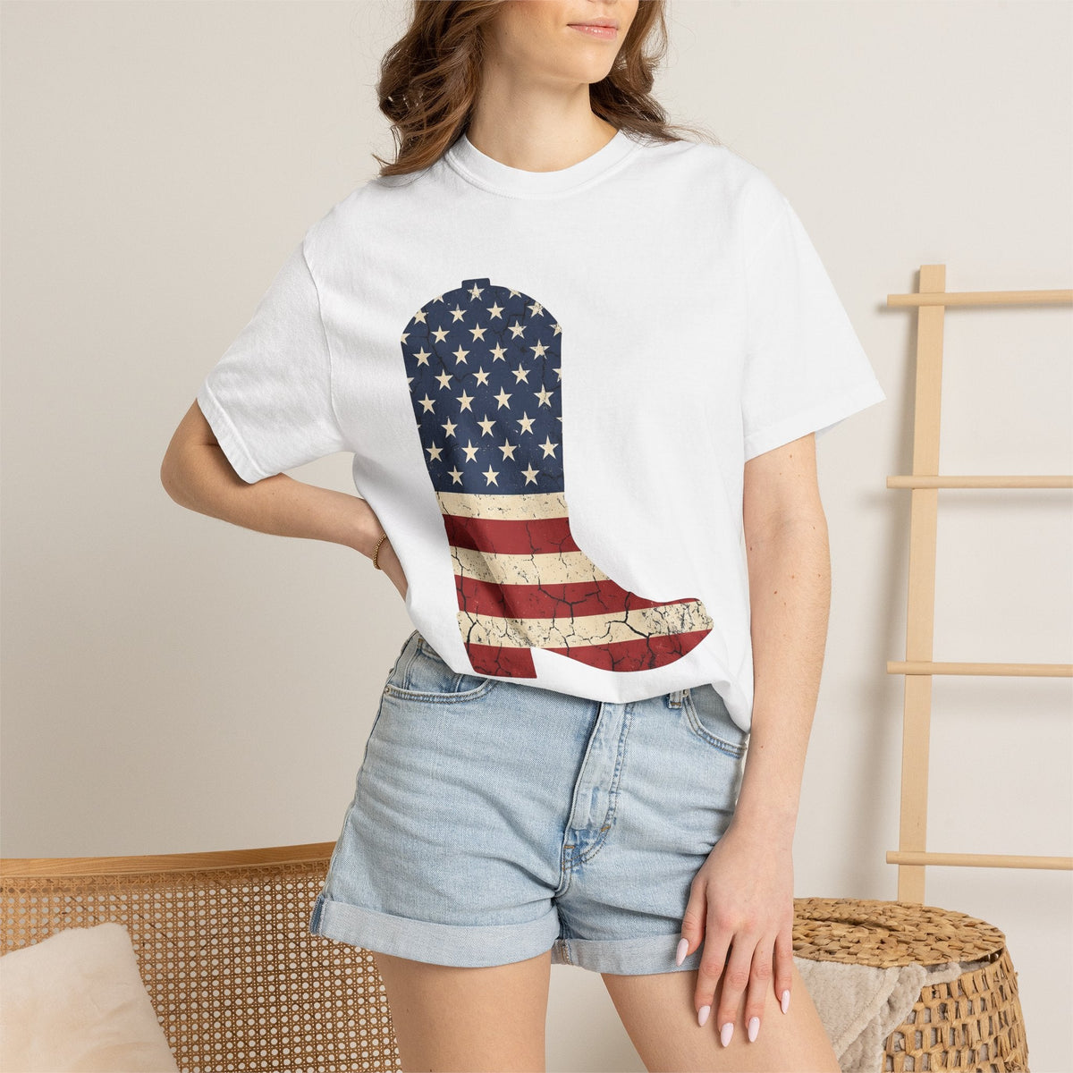 Leather Boot Shirt America Frontier Unisex Gift Faded Tee product image 6