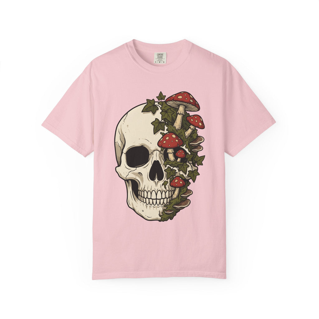 Skull Mushrooms Shirt Gothic Nature Unisex Gift Tattoo Tee product image 3