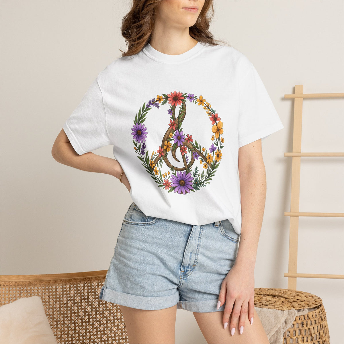 Peace Hand Flowers Shirt Boho Chic Vintage Unisex Gift Folk product image 6