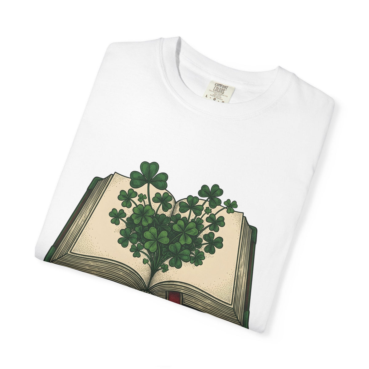 Lucky Leaf Book Hand-Drawn T-Shirt – Bookish Irish Reading product image 5