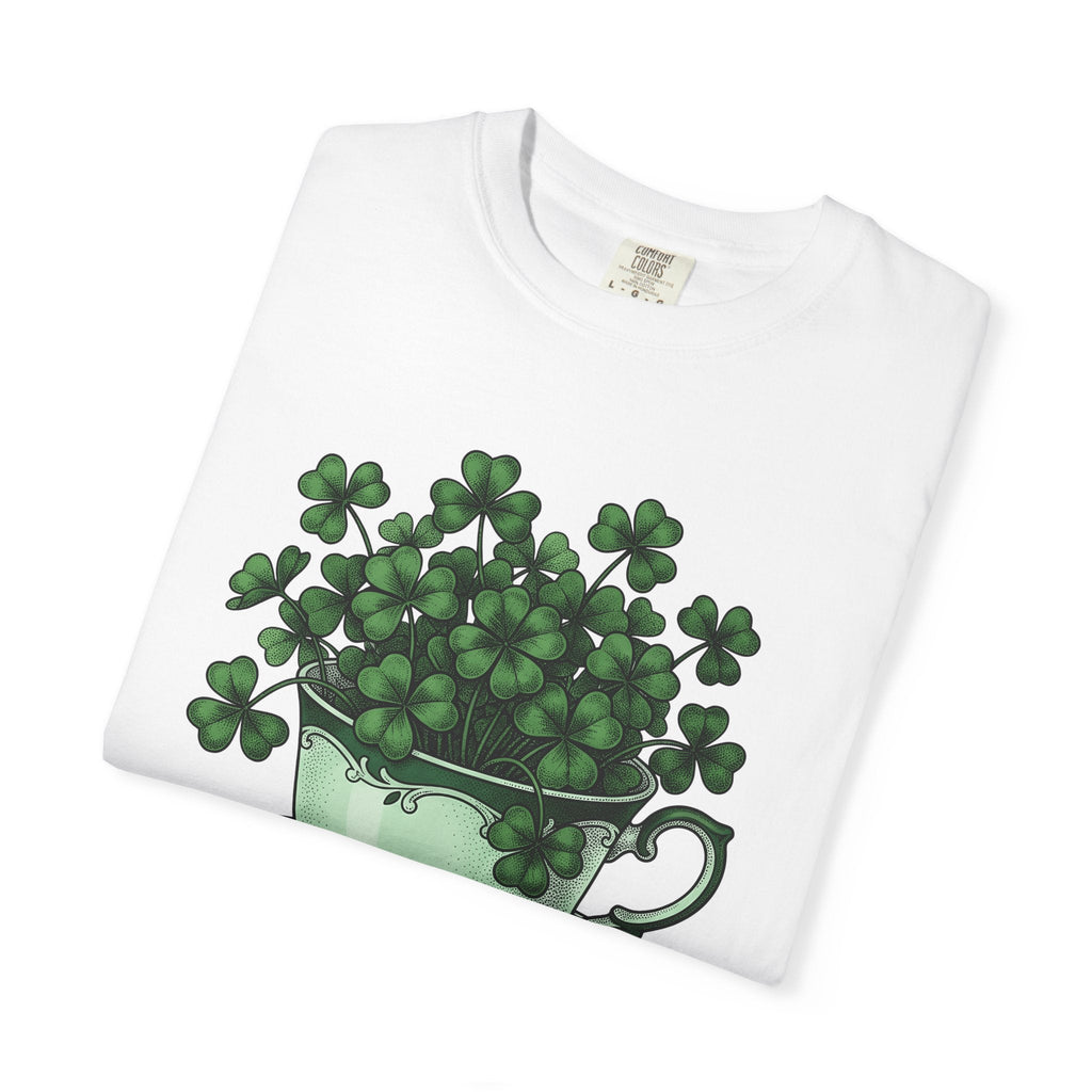 Clover Tea Cup Shirt St Patrick's Day Flower Unisex Gift Retro Tee Teacup