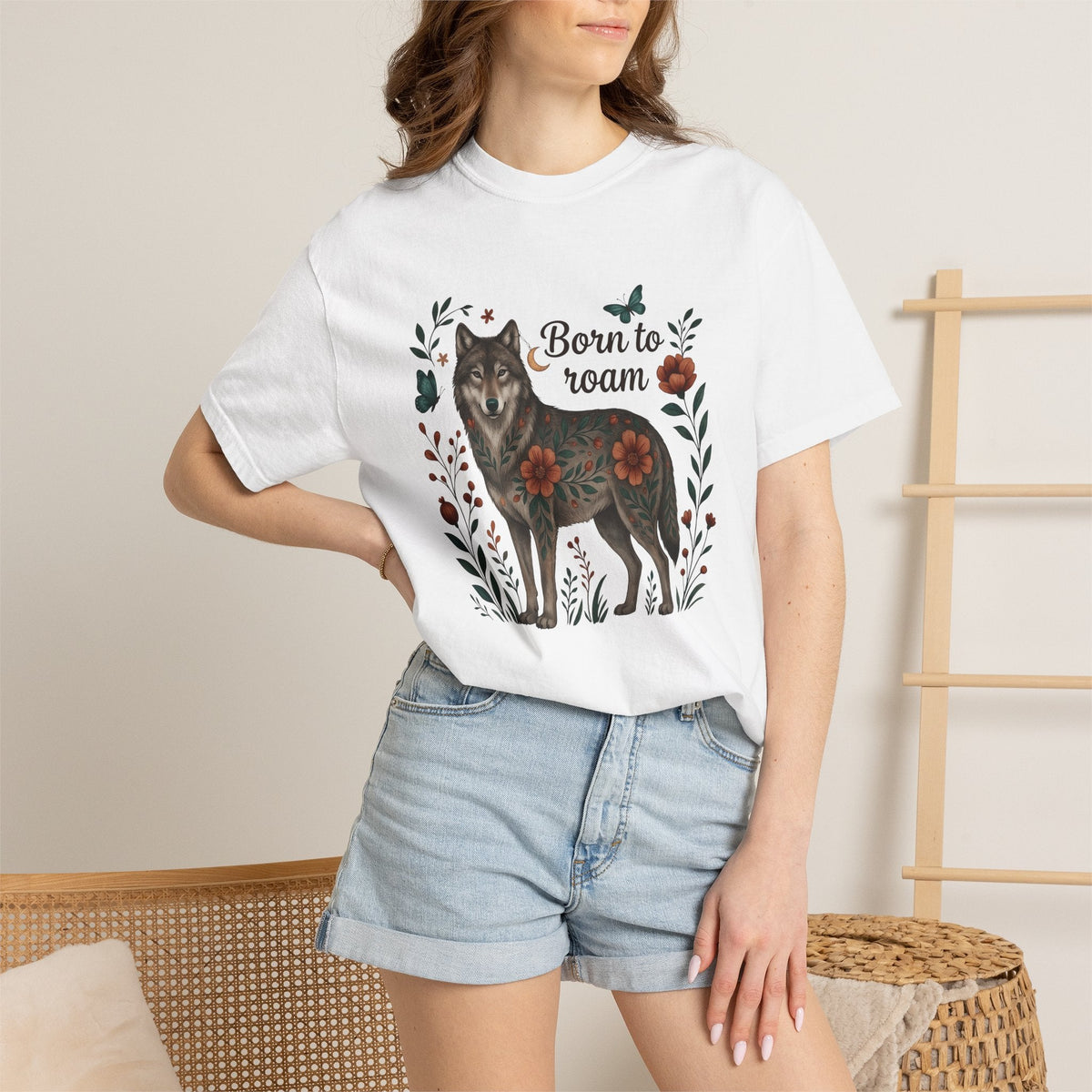 Wolf Flower Shirt Animals & Flowers Outdoors Gift Women product image 6
