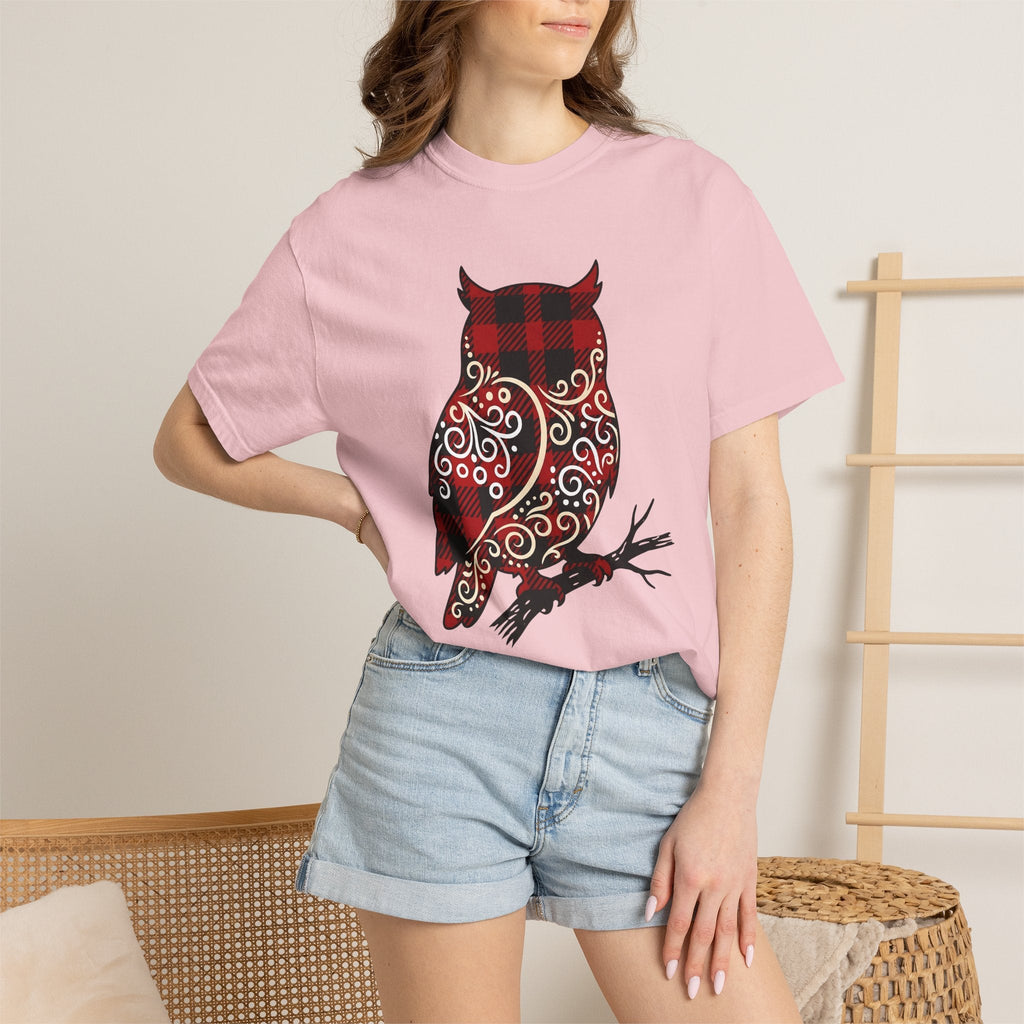 Owl Gingham Shirt Animals Nature Unisex Gift Primitive Tee product image 12