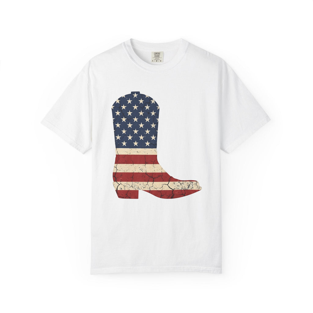 Leather Boot Shirt America Frontier Unisex Gift Faded Tee product image 1