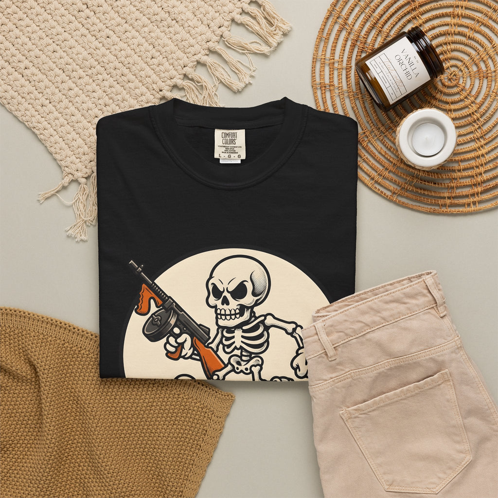 Skull Mobster Comic T-Shirt – Halloween Gangster Bones product image 16