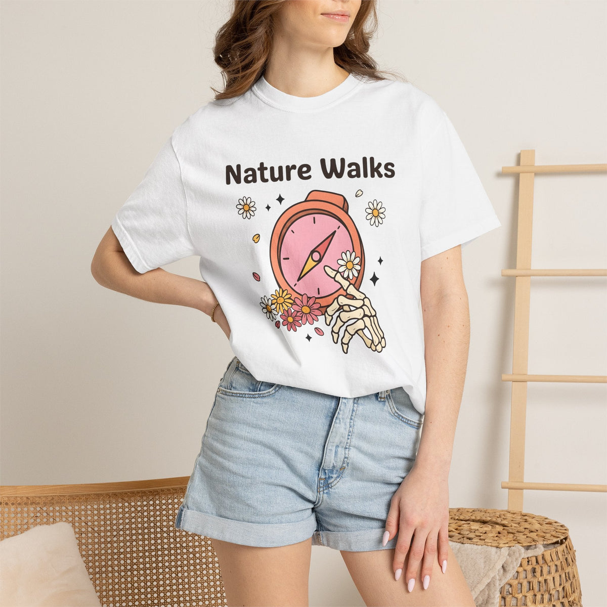 Compass Skeleton Hand Shirt Hiking Floral Unisex Gift product image 6