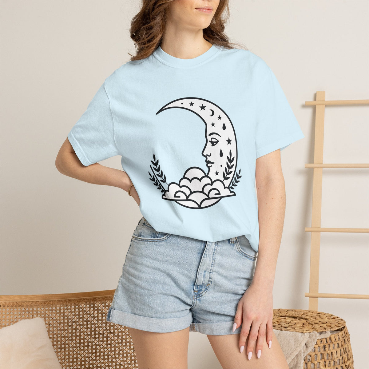 Lunar Face Shirt Boho Chic Space Gift Women Doodle Tee Moon product image 9
