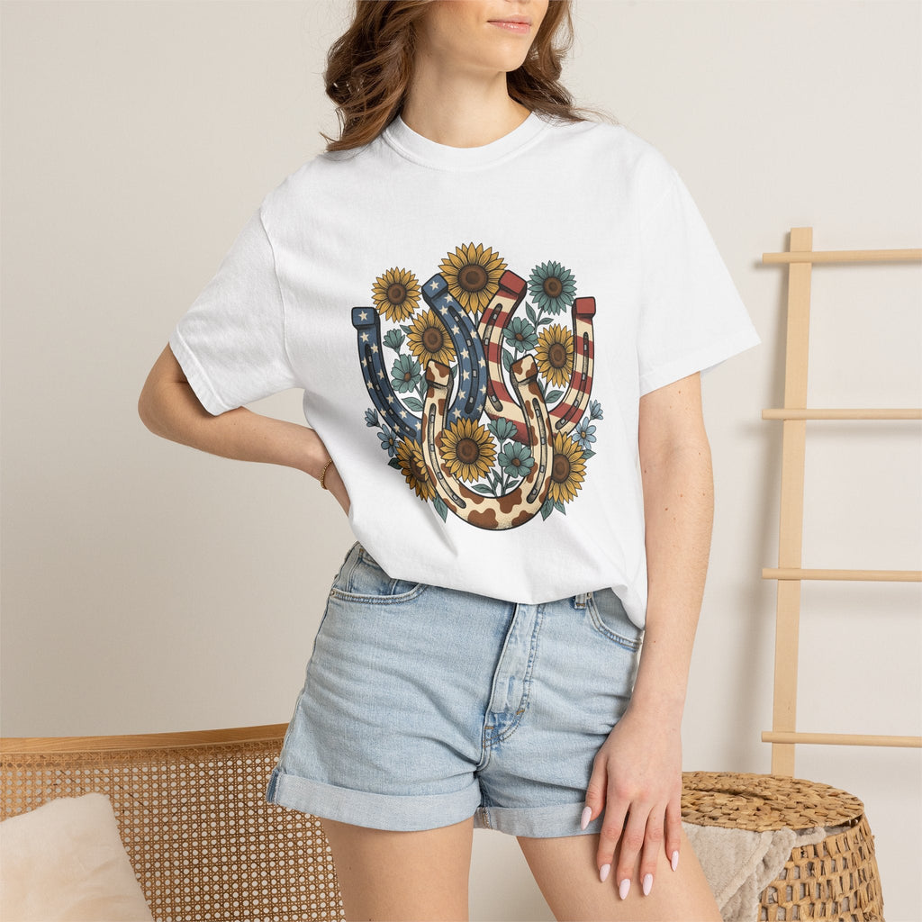 Horseshoe Sunflower Shirt America Frontier Unisex Gift Folk product image 6