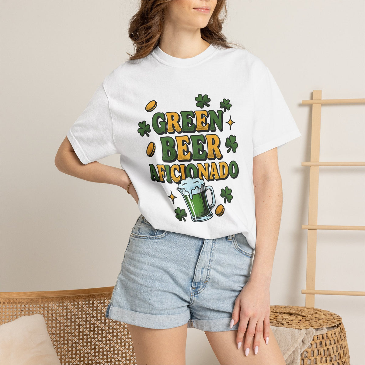 Green Ale Mug Shirt St Patrick's Day Beverages Unisex Gift Modern Graphic Tee
