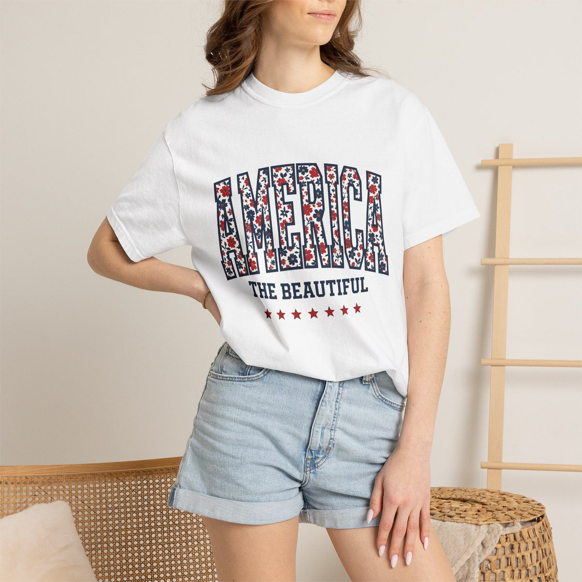 Floral Stars Pattern Shirt 4th Of July Patriotic Unisex product image 6