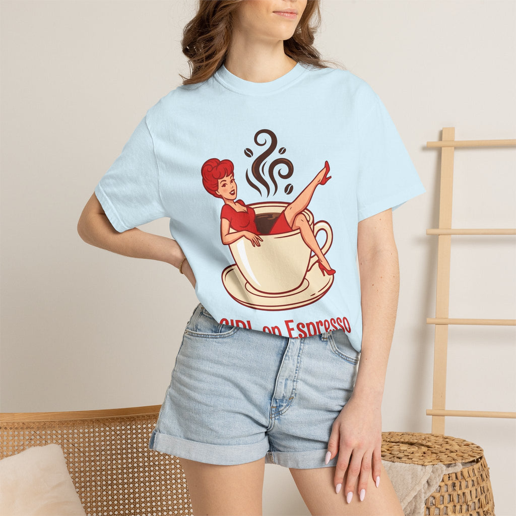 Pinup Coffee Mug Shirt Coffee Fun Unisex Gift Hand Drawn Tee Coffee Cup T-Shirt