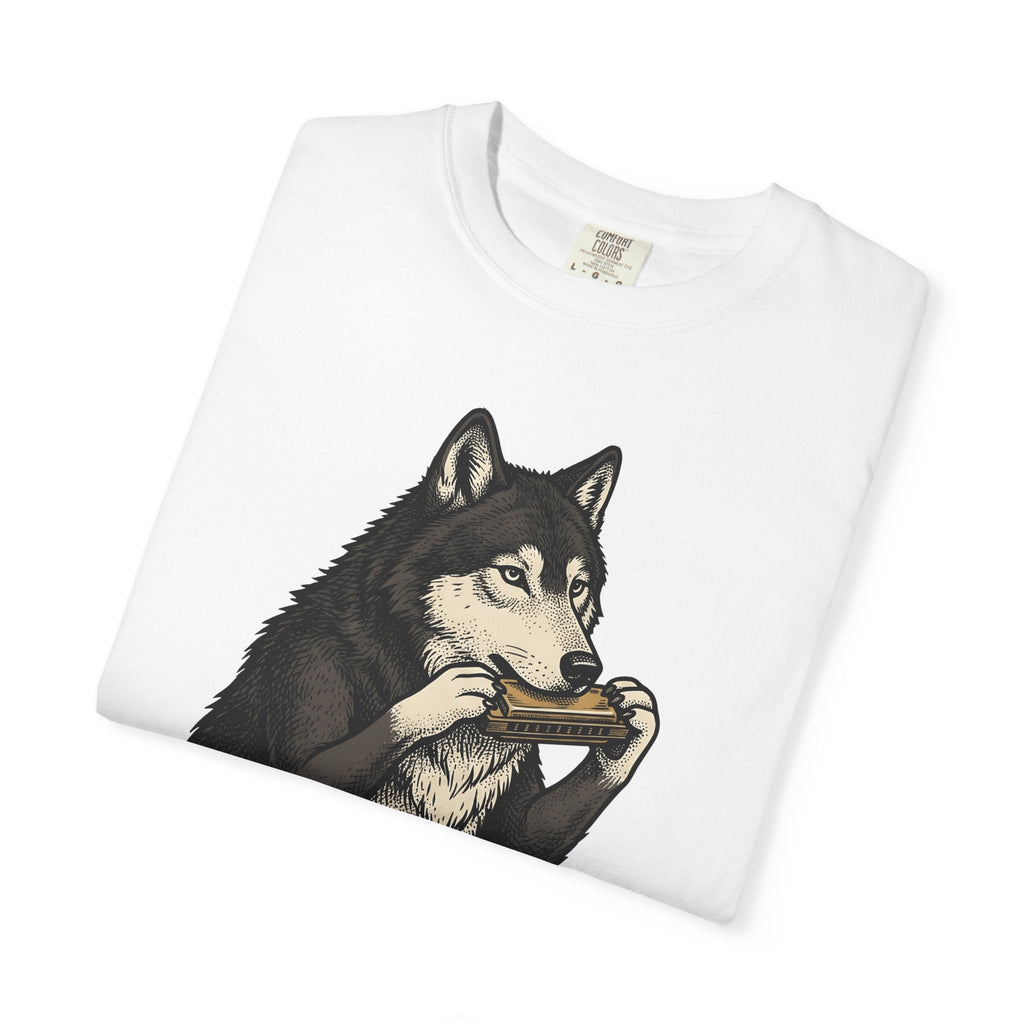 Wolf Harmonica Shirt Animals Instruments Unisex Gift Sketch product image 5