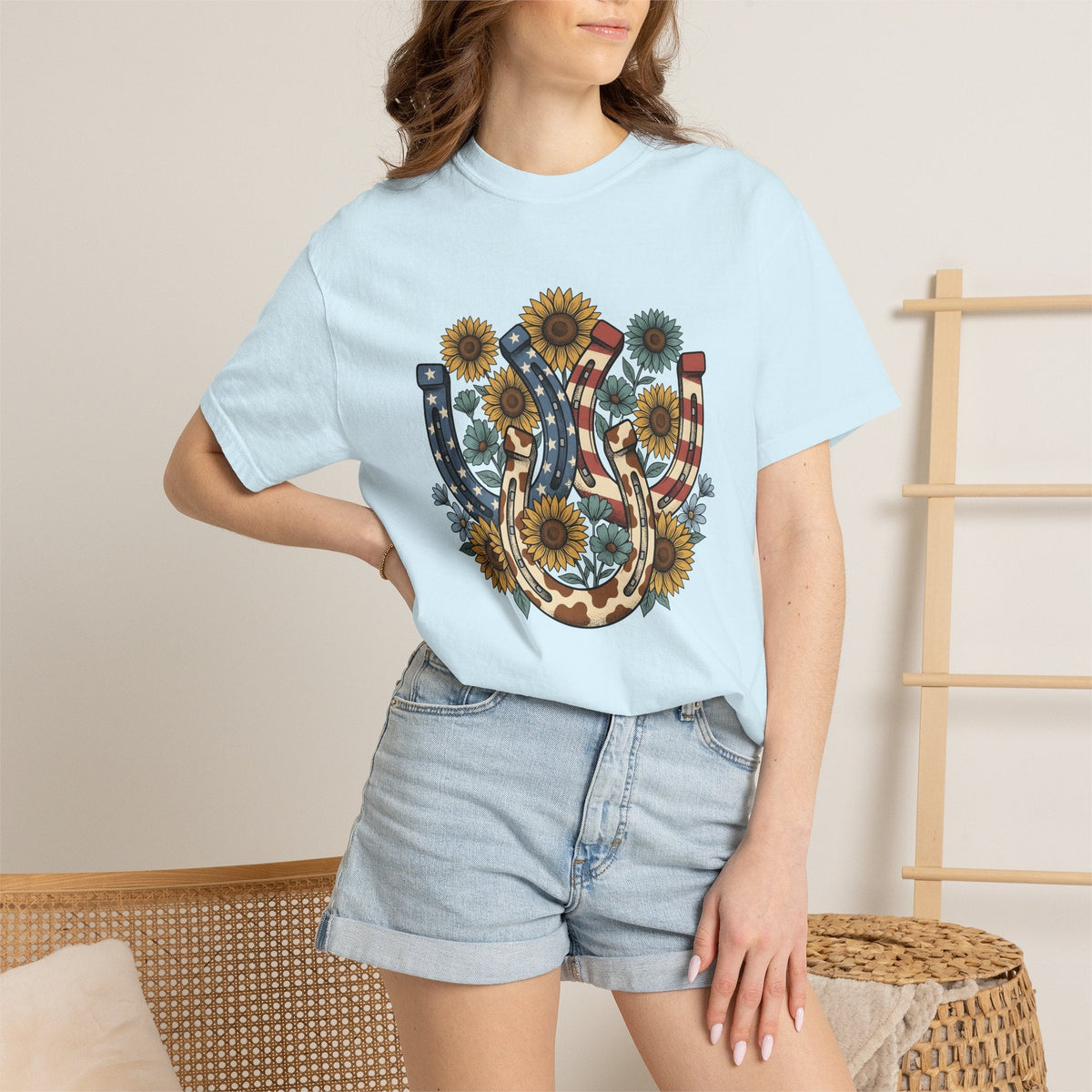 Horseshoe Sunflower Shirt America Frontier Unisex Gift Folk product image 9