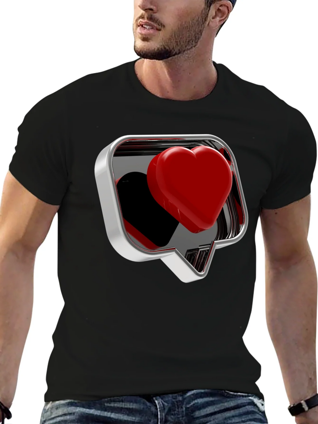 Heart Like Graphic Tee - Stylish Black T-Shirt for Men product image 6
