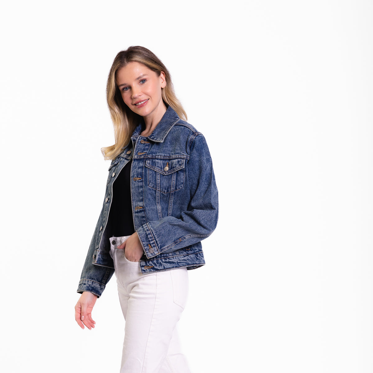 Vintage Washed Faith Over Fear Denim Jacket