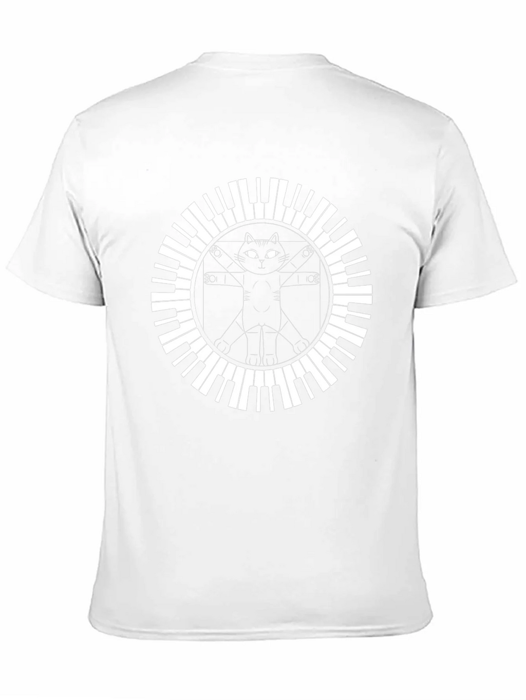 Cat Vitruvian Man Piano Keys Black T-Shirt product image 10