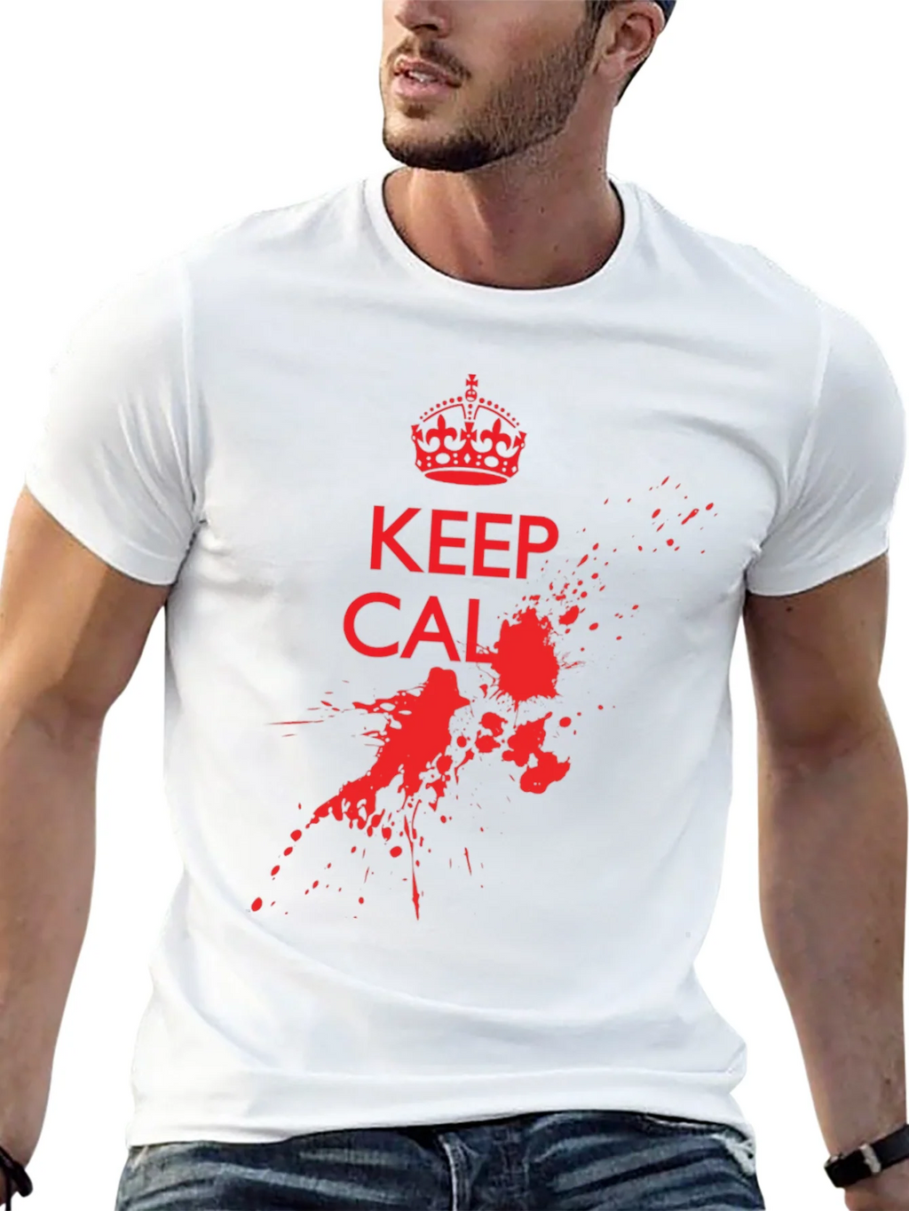 Keep Calm Black T-Shirt with Red Graphic Print product image 5