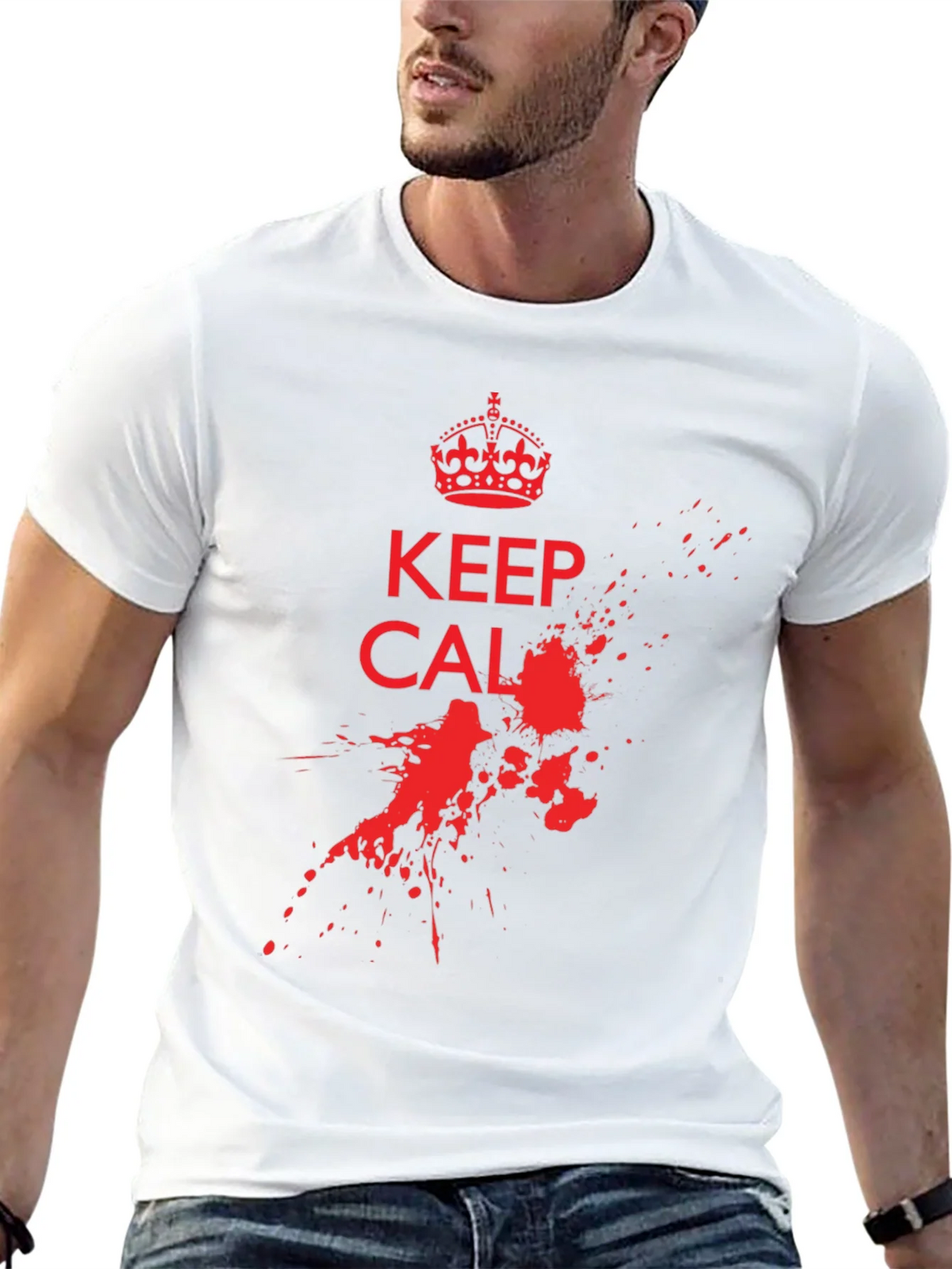 Keep Calm Black T-Shirt with Red Graphic Print product image 5