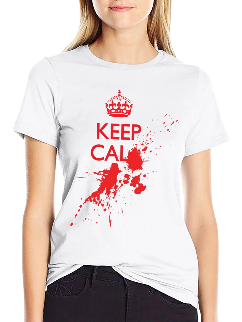 Keep Calm Black T-Shirt with Red Graphic Print product image 2