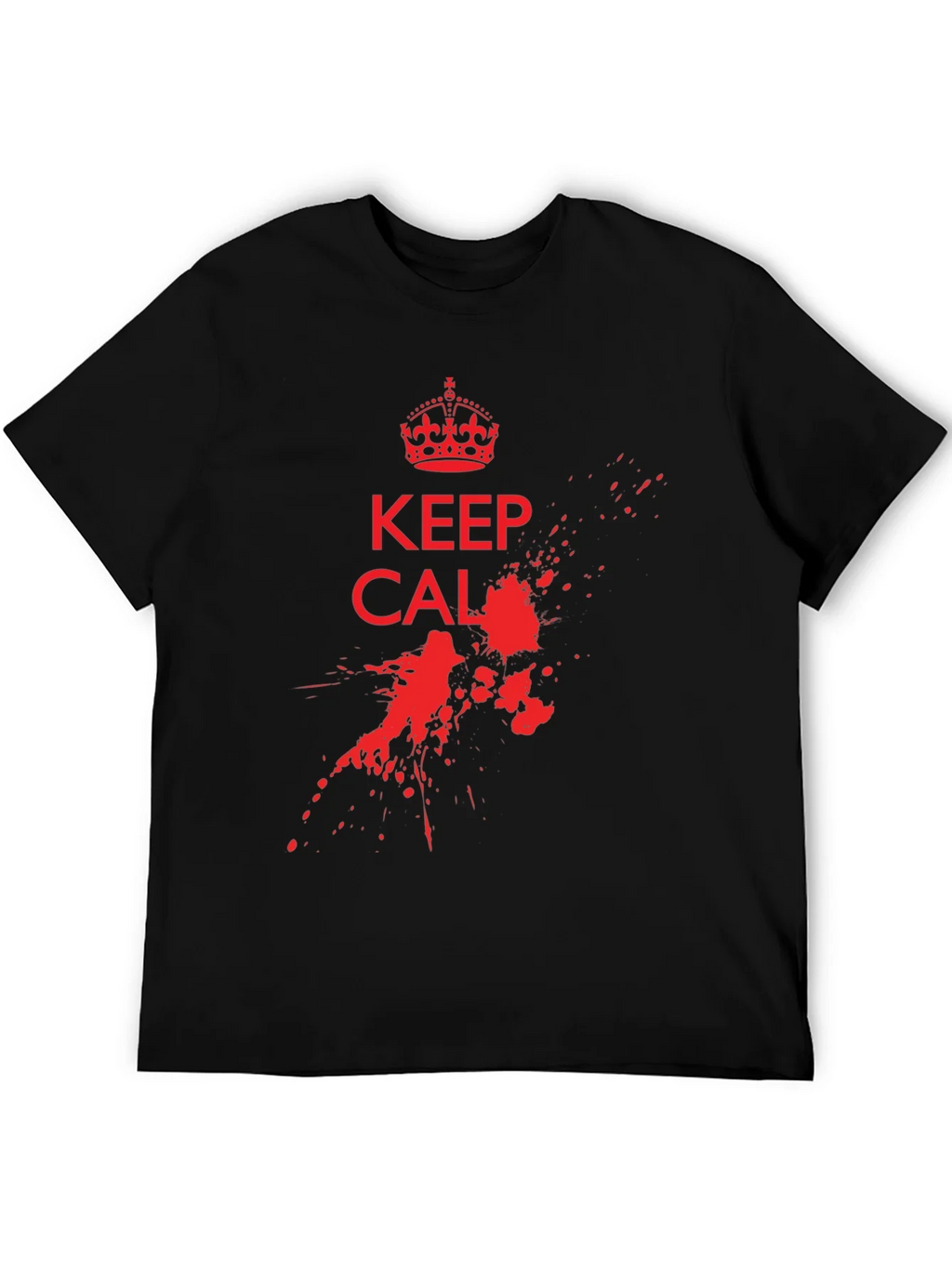 Keep Calm Black T-Shirt with Red Graphic Print product image 1