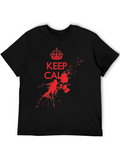 Keep Calm Black T-Shirt with Red Graphic Print product image 1