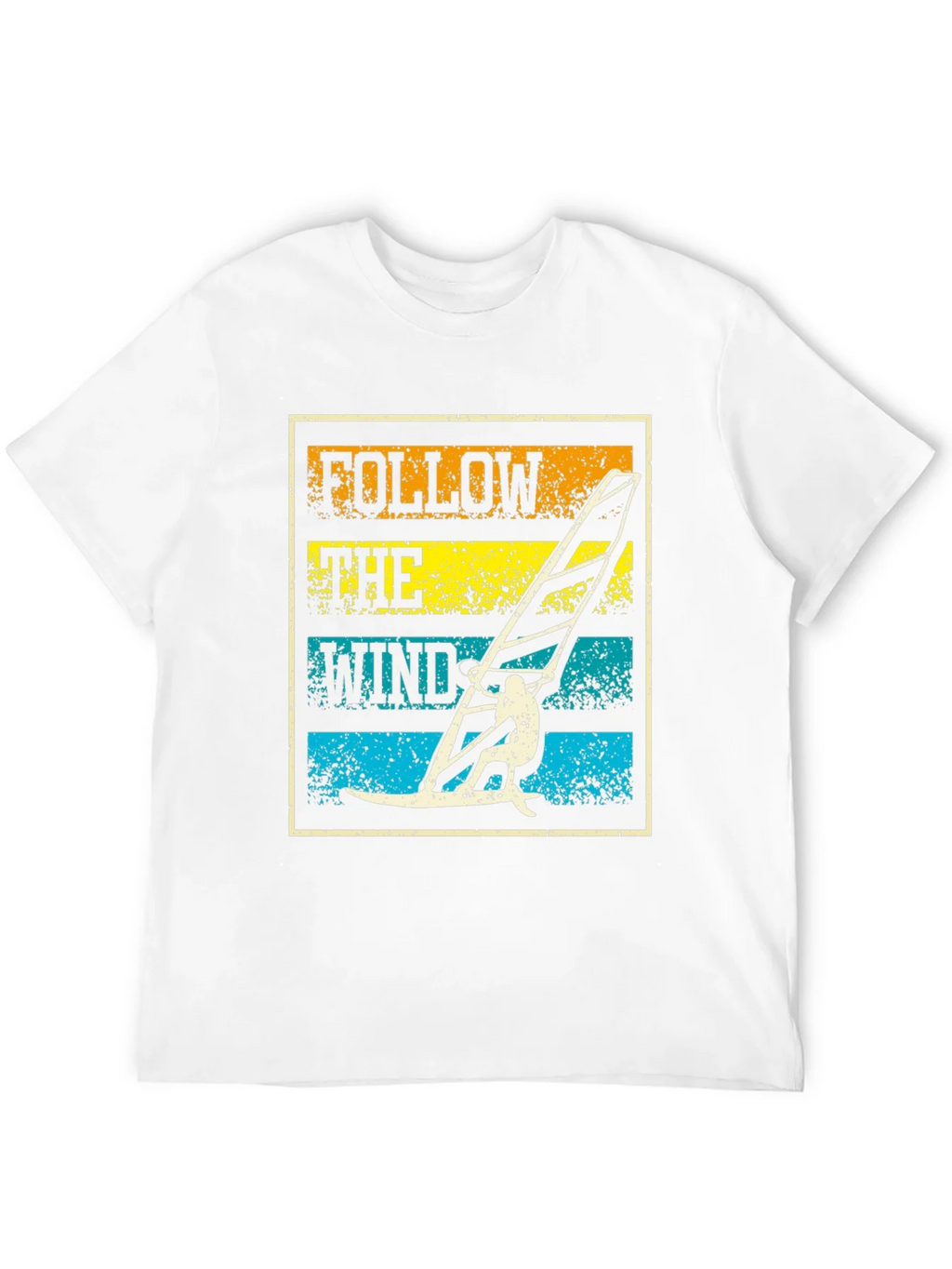 Follow The Wind Black T-Shirt Windsurfing Design product image 5