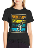 Follow The Wind Black T-Shirt Windsurfing Design product image 1