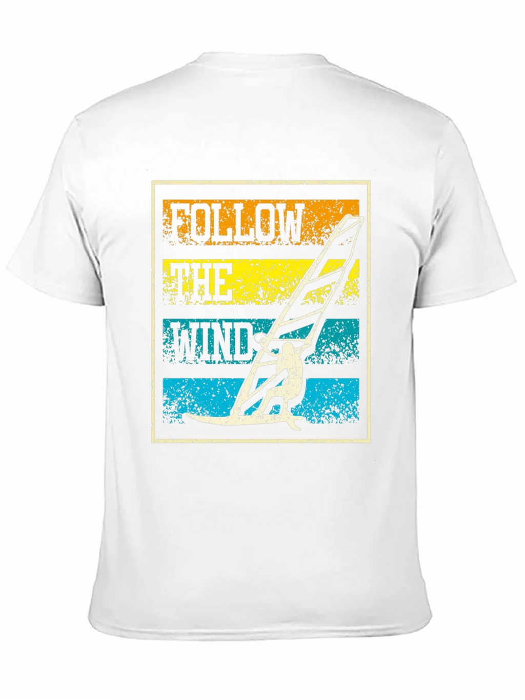 Follow The Wind Black T-Shirt Windsurfing Design product image 4