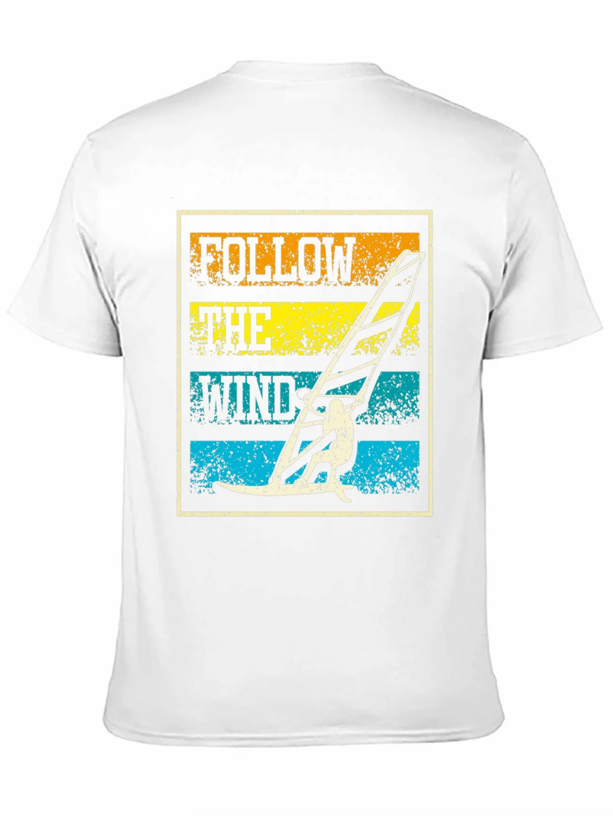 Follow The Wind Black T-Shirt Windsurfing Design product image 4