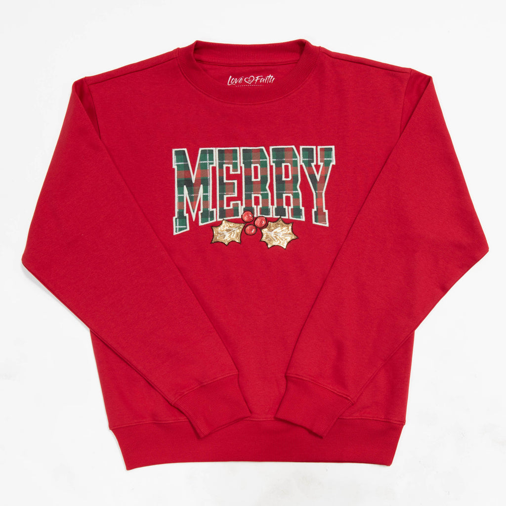 Plaid Merry Embellished Sweatshirt - 24 product image 2