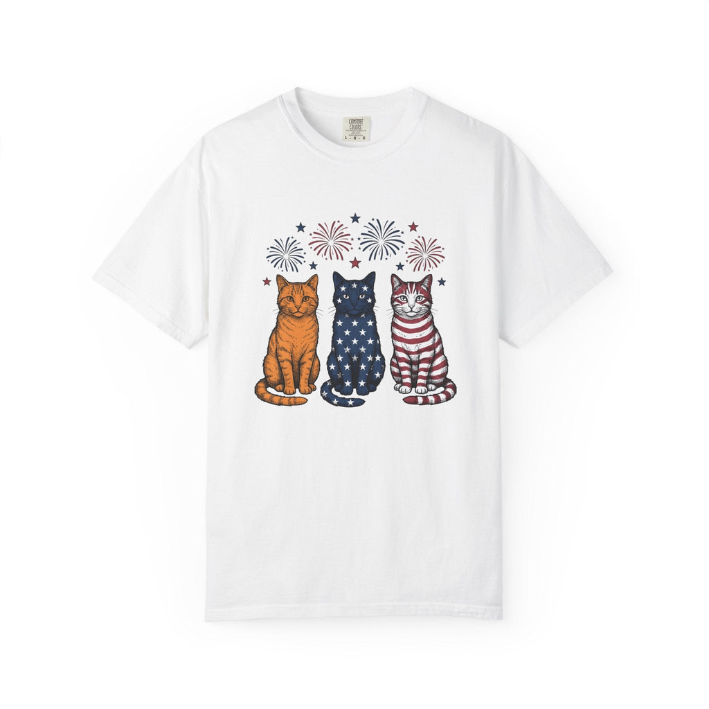 American Cats Sketch T-Shirt – 4th of July Kitten Lover product image 1