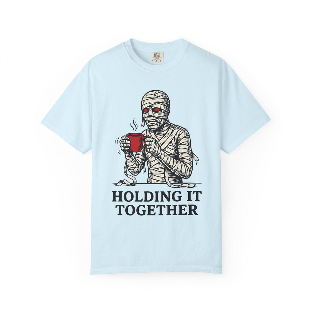 Bandaged Coffee Cup Cartoon T-Shirt – Halloween Caffeine Lover Mummy, Unisex Graphic Tee
