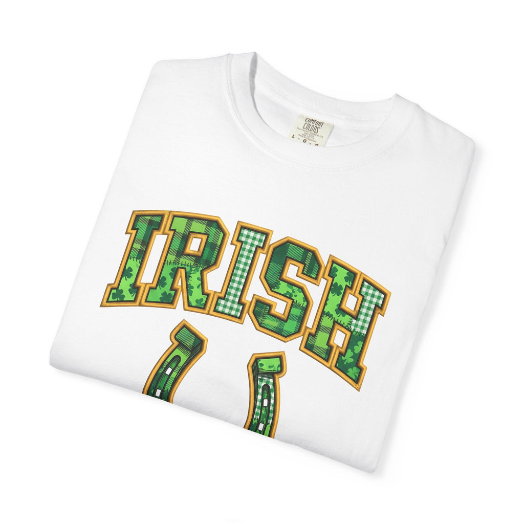 Horseshoe Shirt St Patrick's Day Charm Unisex Gift Applique Tee Horse Shoe