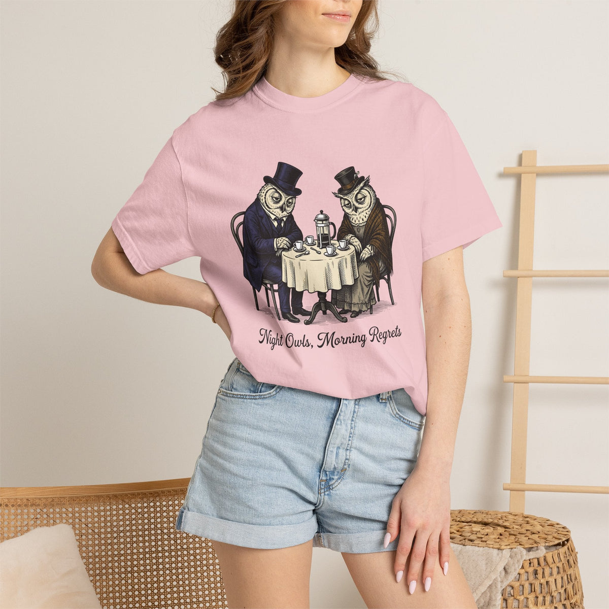 Owl Tea Gathering Shirt Coffee Wildlife Unisex Gift Retro product image 12