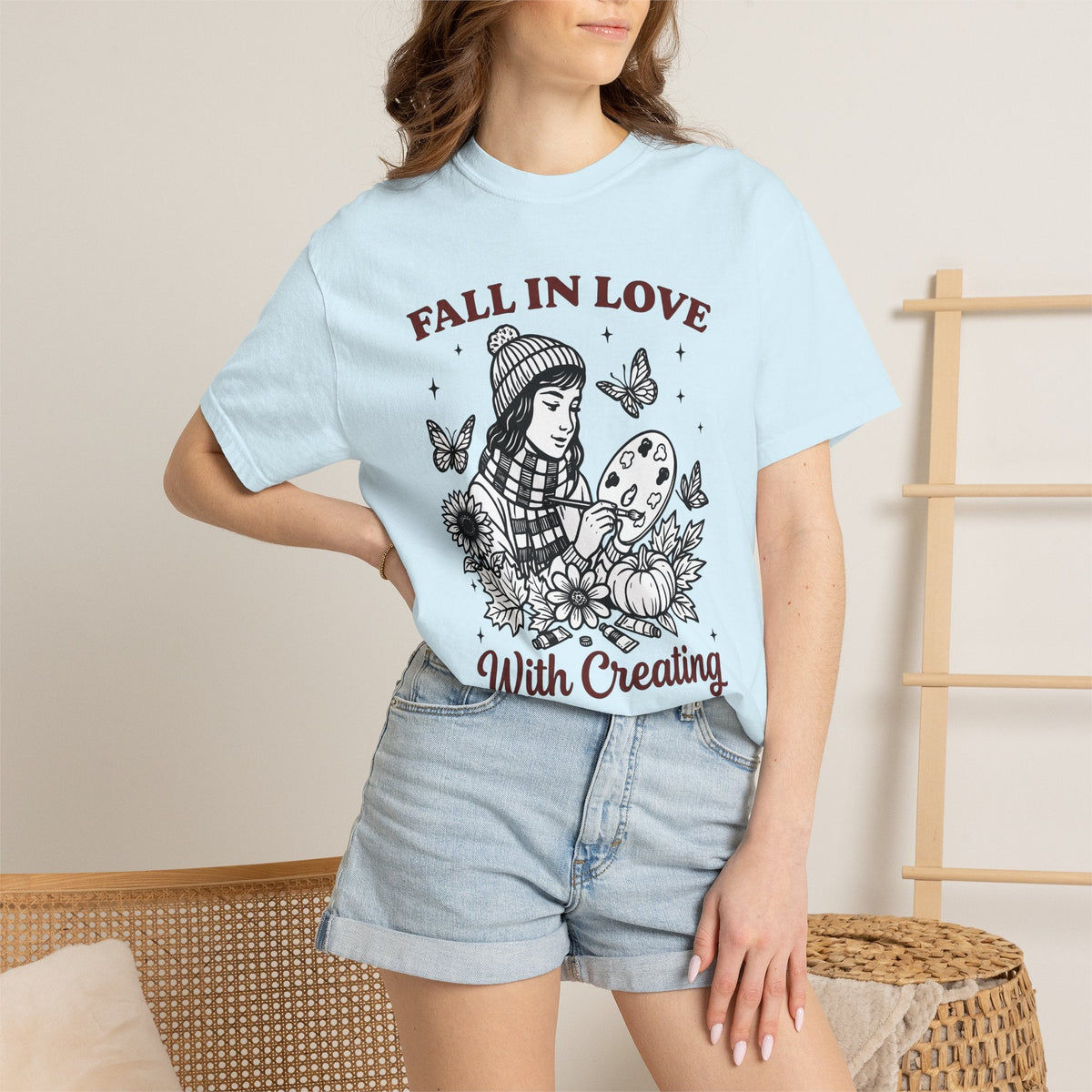 Artist Girl Hand-Drawn T-Shirt – Autumn Art Lover product image 9