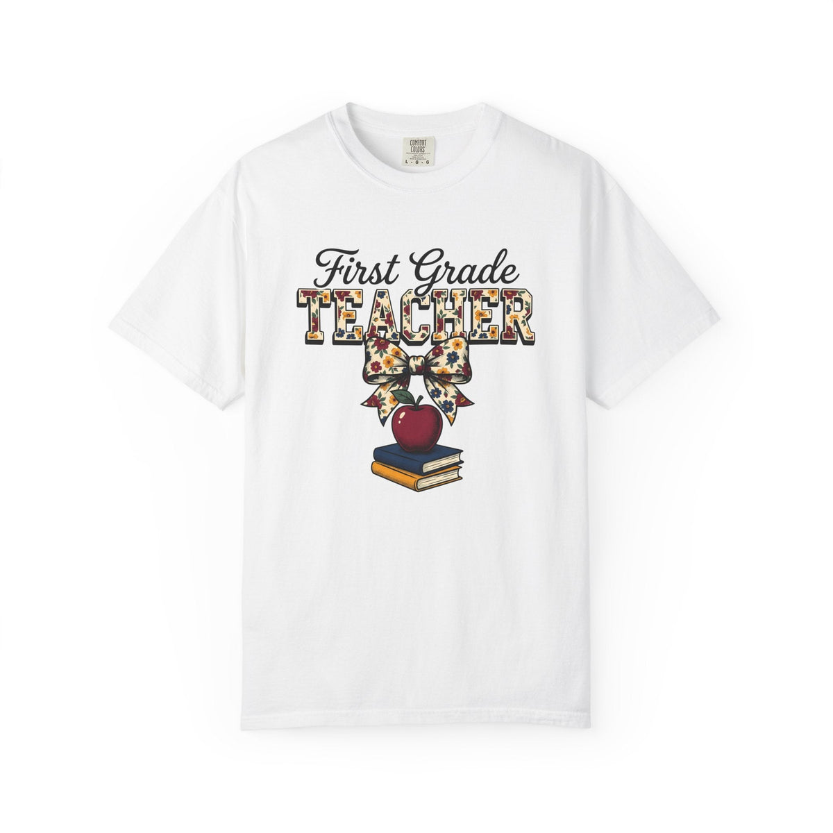 Apple Books Bow Shirt Teacher School Unisex Gift Floral Tee product image 1