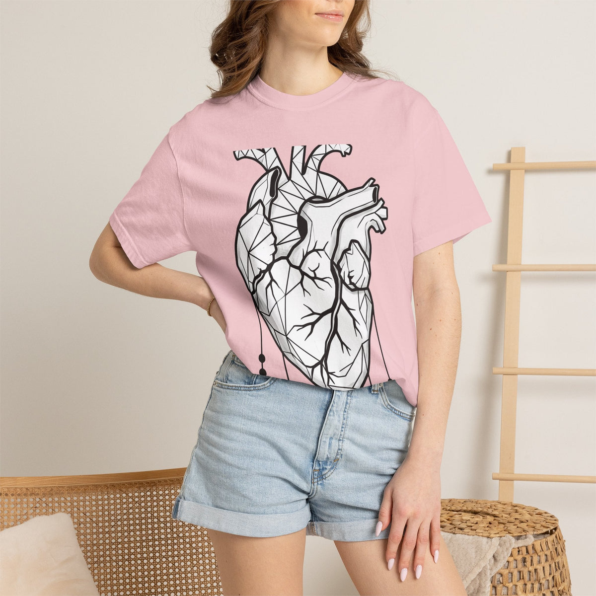 Angular Heart Shirt Boho Chic Ink Gift Women Sketch Tee product image 12