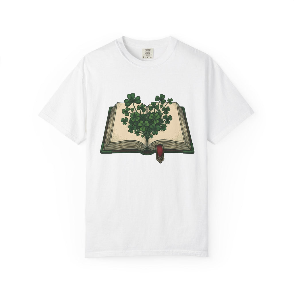 Lucky Leaf Book Hand-Drawn T-Shirt – Bookish Irish Reading product image 1