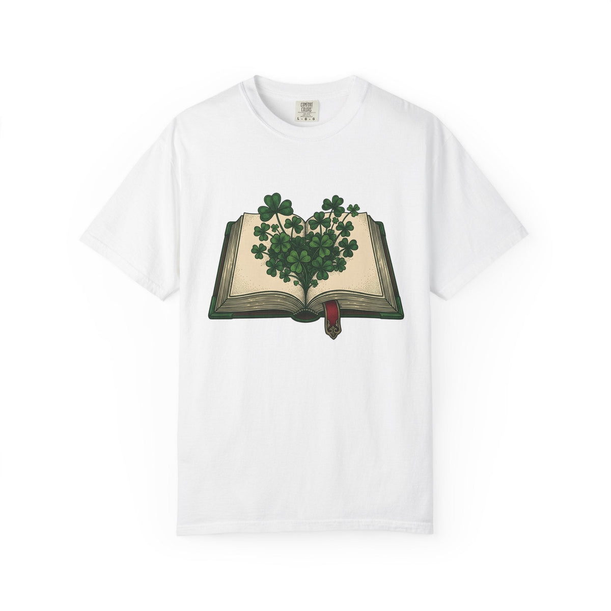 Lucky Leaf Book Hand-Drawn T-Shirt – Bookish Irish Reading product image 1
