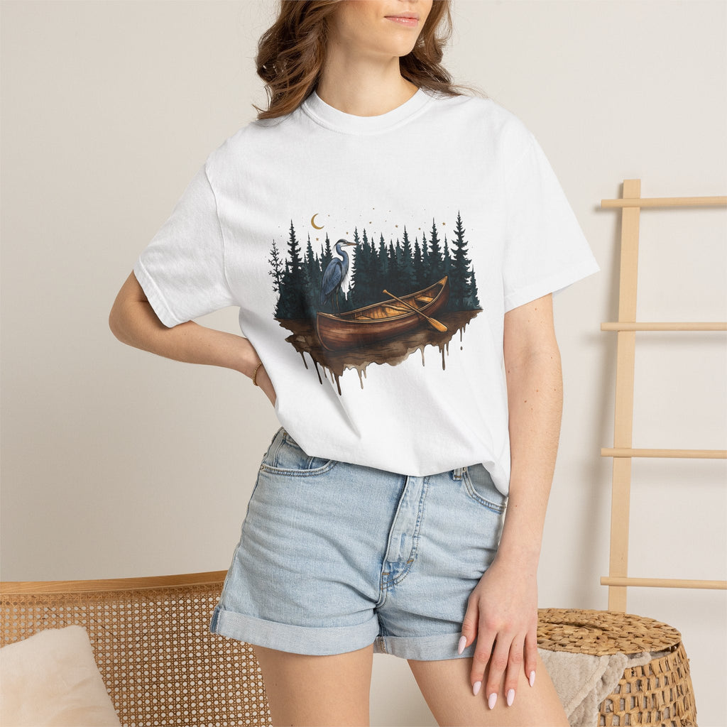 Kayak Bird Shirt Camping Exploration Unisex Gift Sketch Tee product image 6