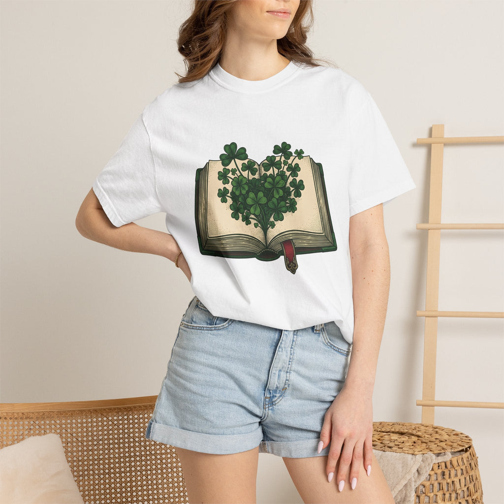 Lucky Leaf Book Hand-Drawn T-Shirt – Bookish Irish Reading product image 6