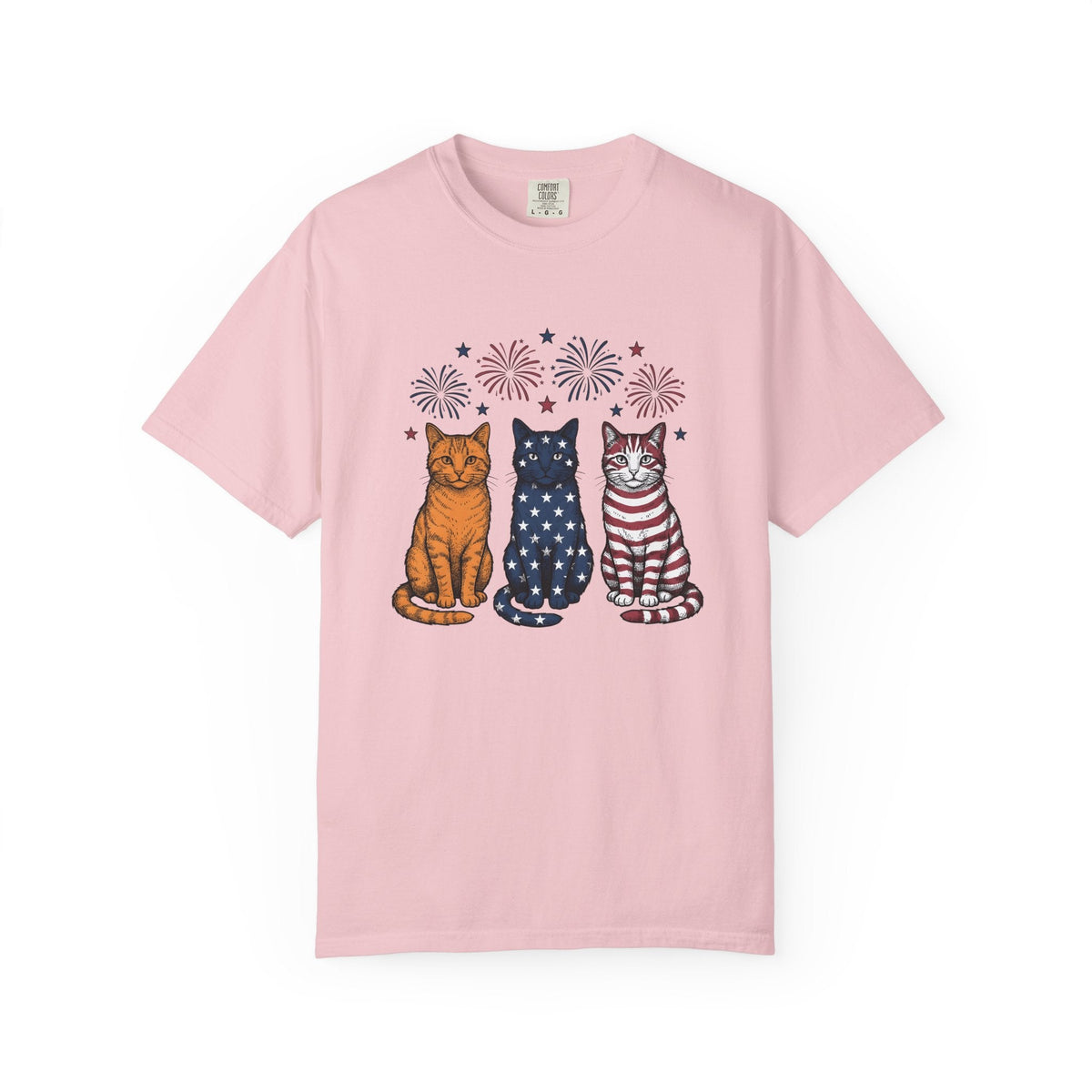 American Cats Sketch T-Shirt – 4th of July Kitten Lover product image 3