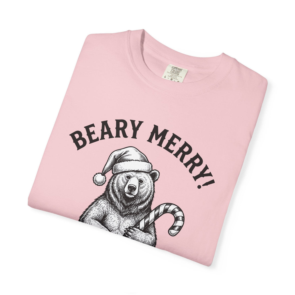 Bear Santa Hat Shirt Christmas Animal Unisex Gift Hand Drawn Tee Teddy T-Shirt