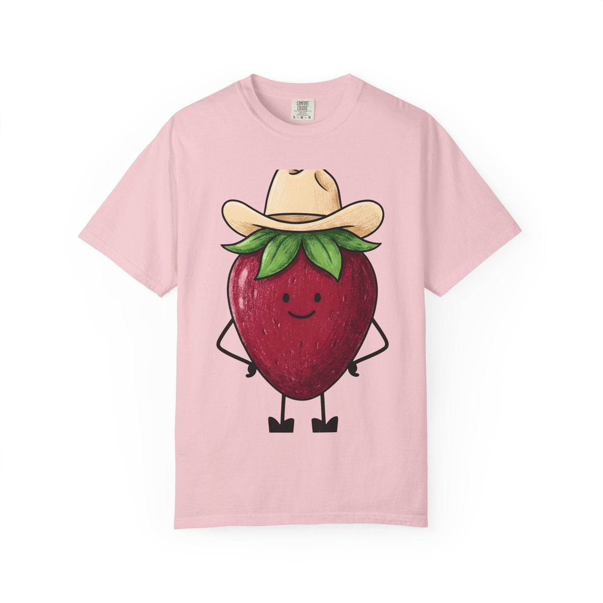 Strawberry Cowboy Shirt Cowgirl Fruit Gift Women Cartoon Tee Cowboy T-Shirt Rodeo Fan Comic Tshirt Berry Illustration Doodle Cowboy Hat