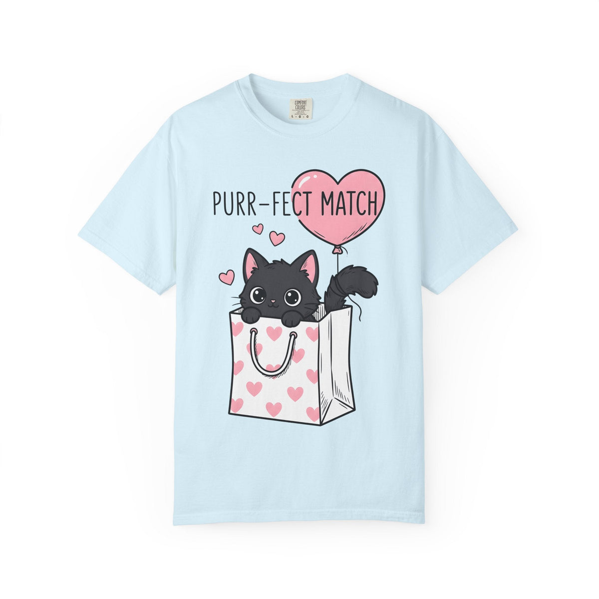Black Cat Whimsical T-Shirt – Valentine's Day Kitty Line product image 2