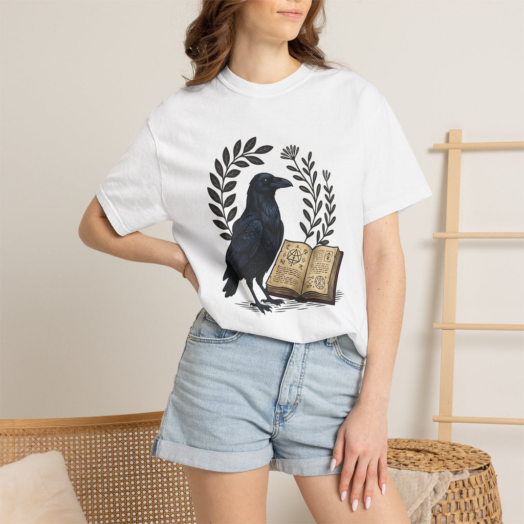 Crow Journal Retro T-Shirt – Halloween Magic Occult Sketch product image 6