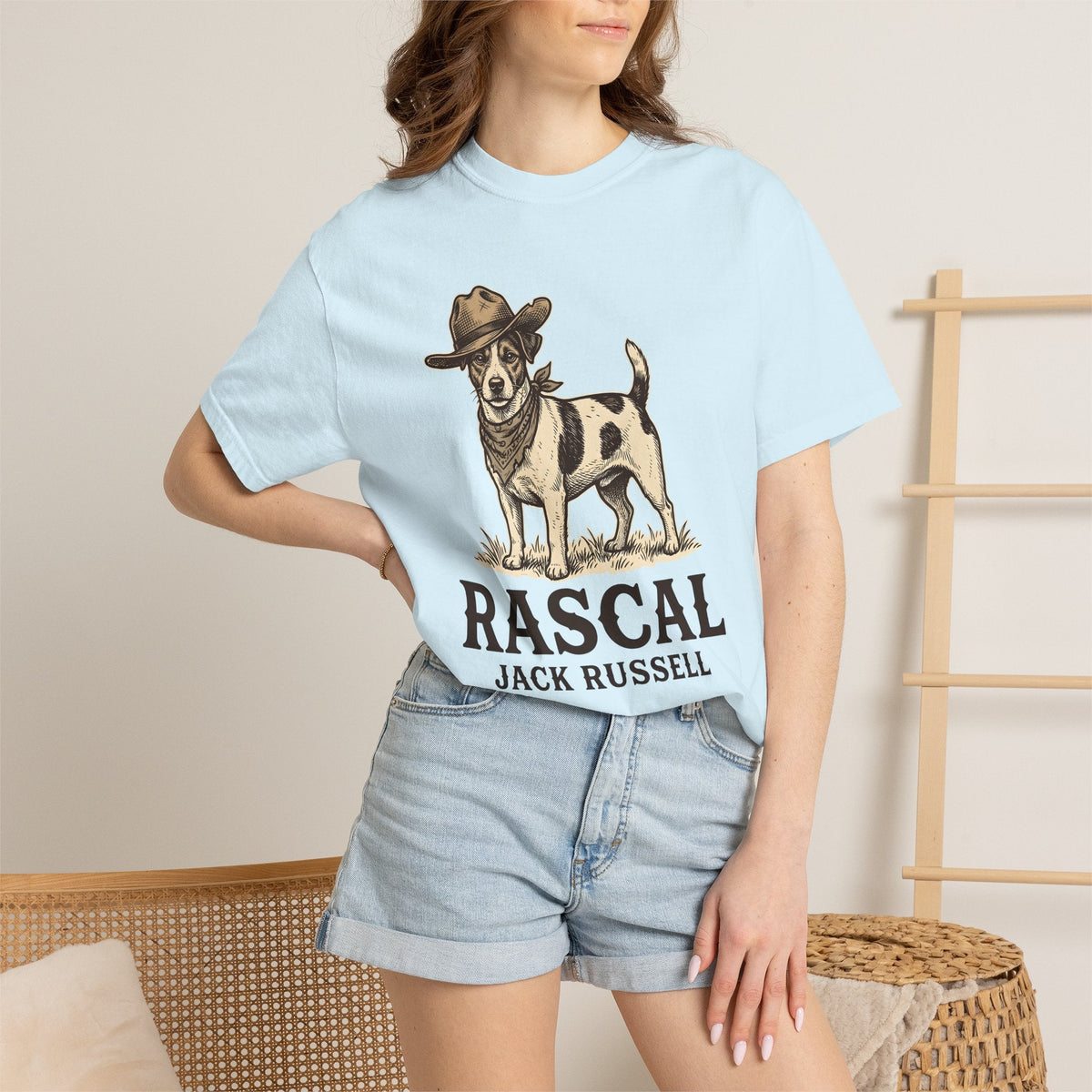Jack Russell Shirt Dog Rodeo Gift Women Antique Tee Terrier T-Shirt Dog Fan Vintage Tshirt Cowboy Graphic Line Art Stetson Hat Tshirt