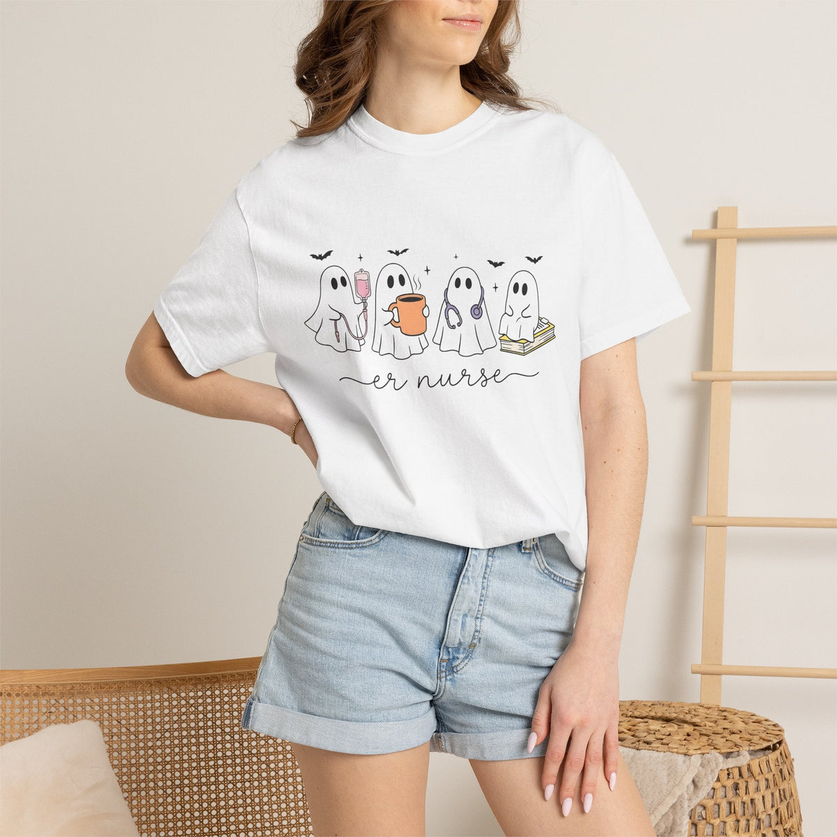 Ghost Nurse Shirt Halloween Unisex Gift Cute Tee Specter product image 7