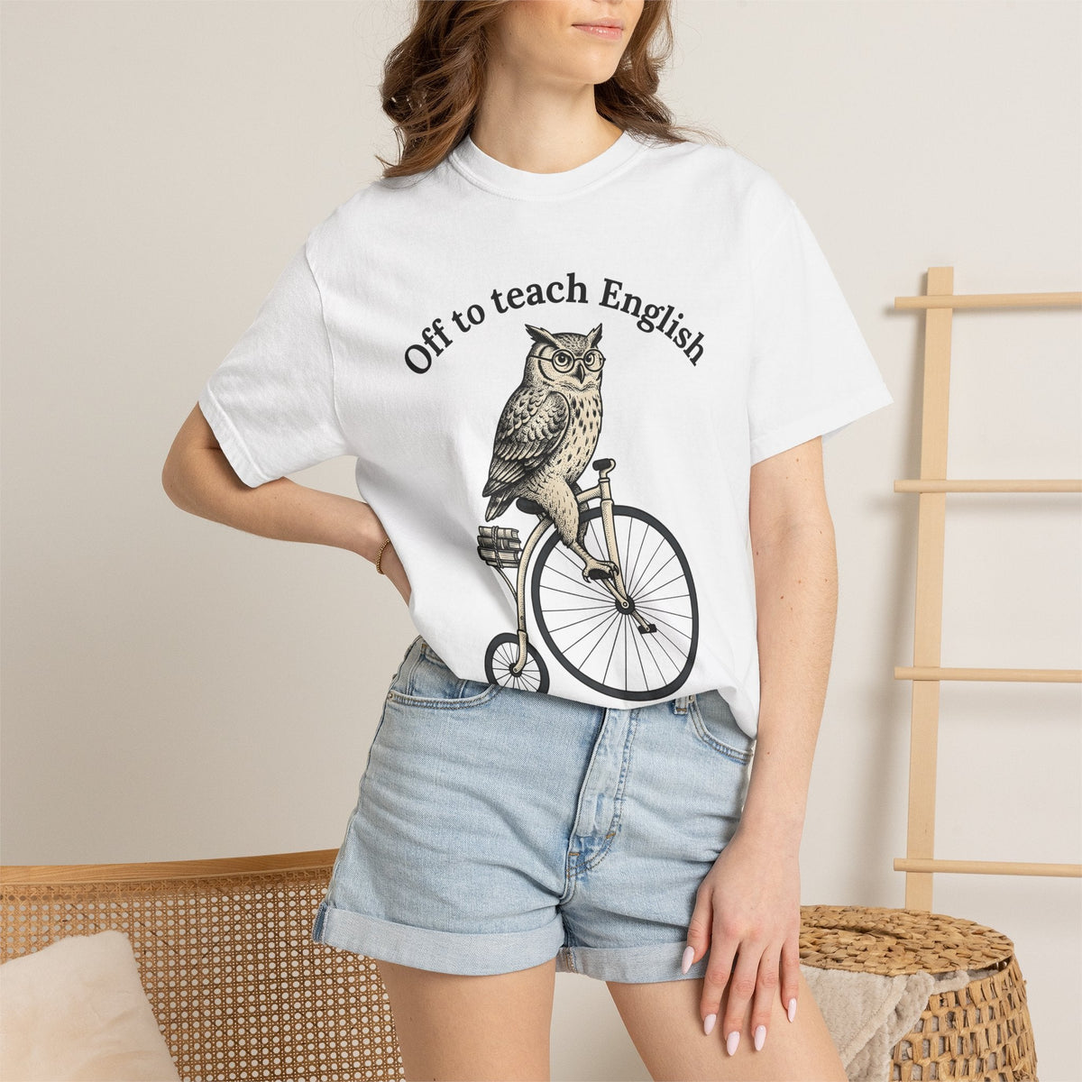 Owl Cycling Shirt Teachers Schooling Unisex Gift Antique product image 6