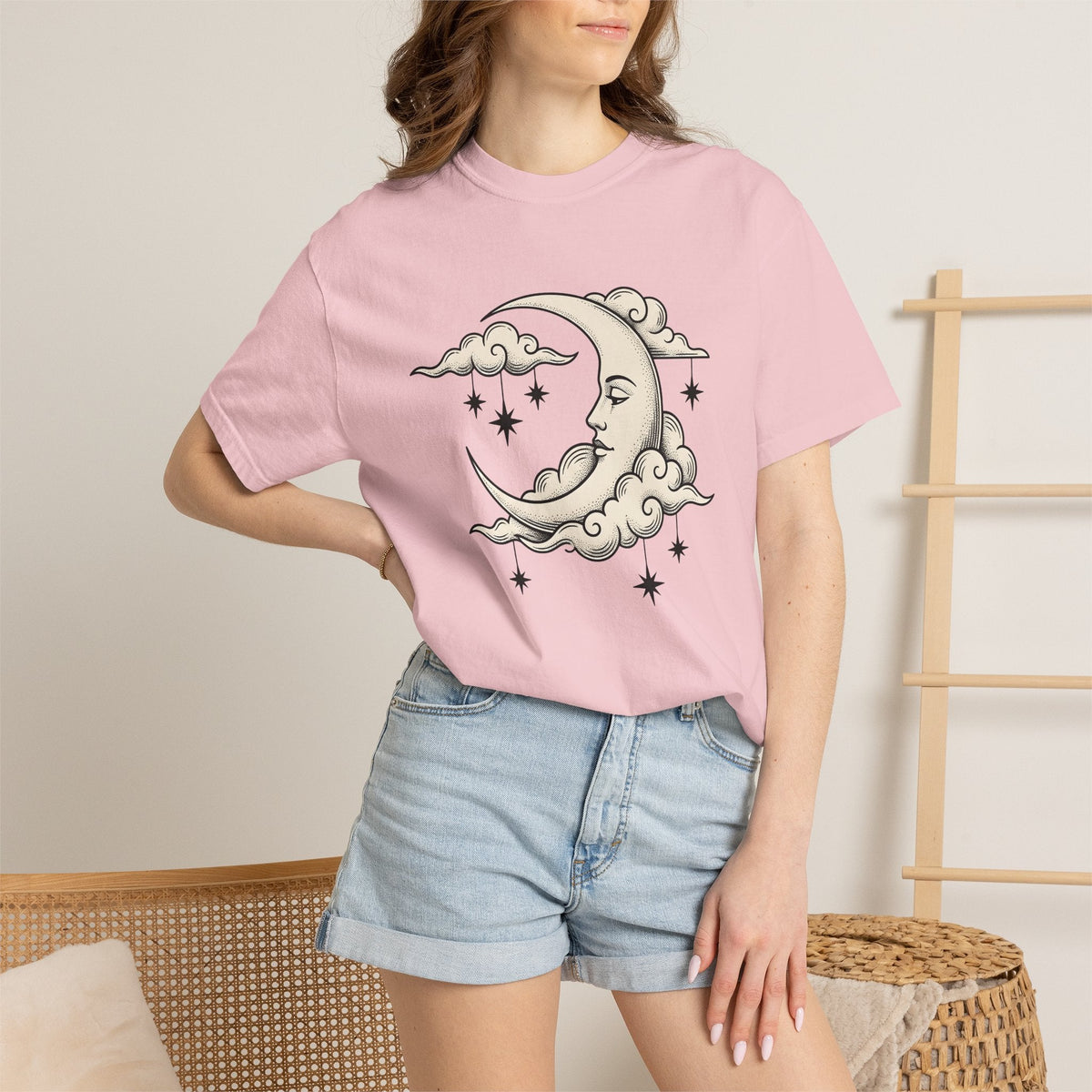 Moon Face Shirt Boho Chic Constellations Unisex Gift Starry product image 12